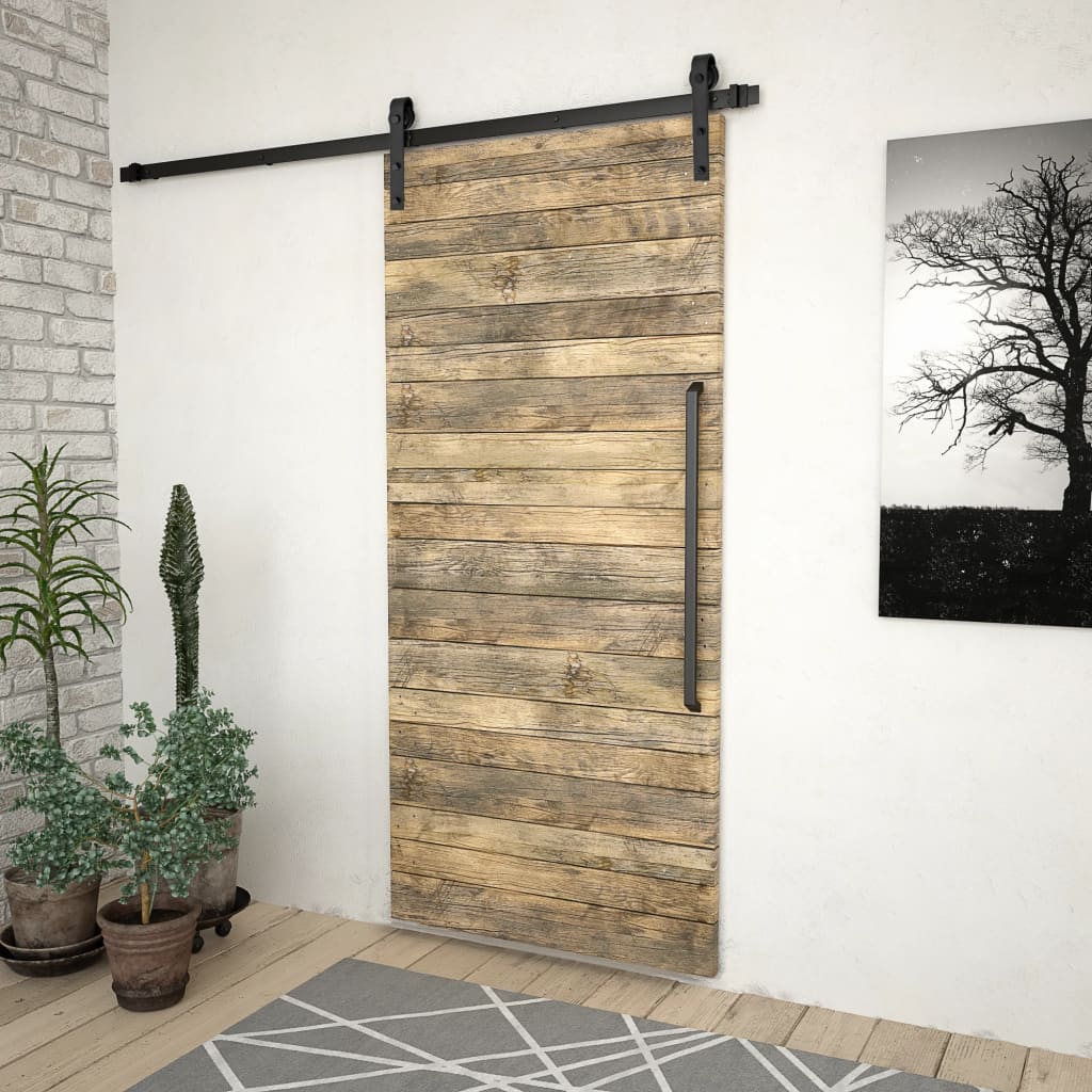 vidaXL Kit de quincaillerie de porte coulissante SKIEN 200 cm noir - 5
