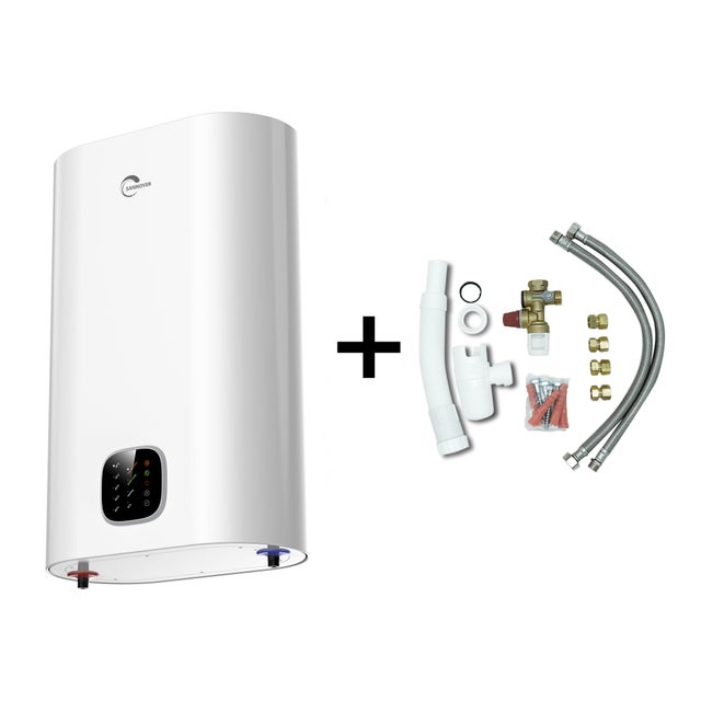 Chauffe Eau Electrique Plat Mural Multipositions Kimoro Sannover 30 Litres + Kit d'Installation Complet NF