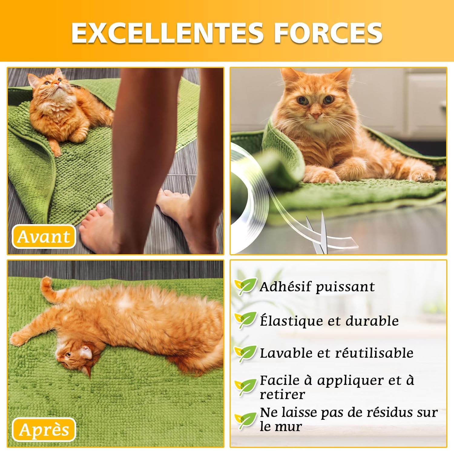 (3M x 3CM x 2MM)Ruban Adhésif Double Face Extra Fort, Accroche Tableau Sans Percer Puissant Transparent Multifonctionnel Réutilisable Lavable Pour Les - 3