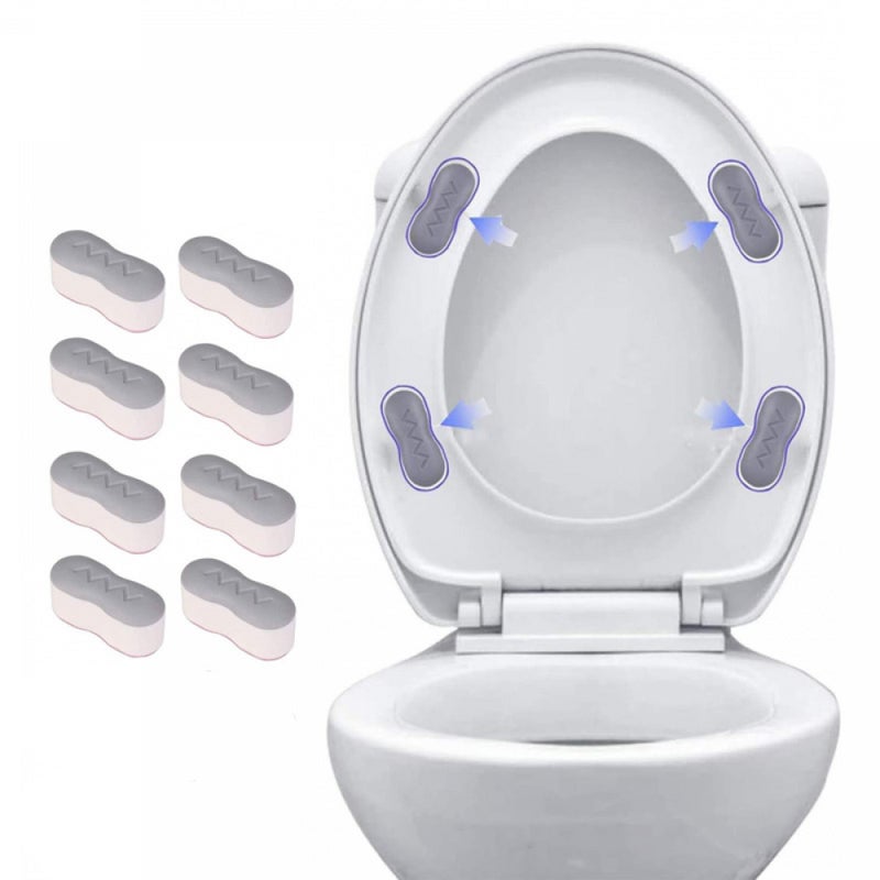 Zestaw 8 samoprzylepnych podpórek pod deskę sedesową, zapięcie na deskę sedesową, gumowe podpórki pod deskę sedesową, 4,5 x 1,8 x 2,5