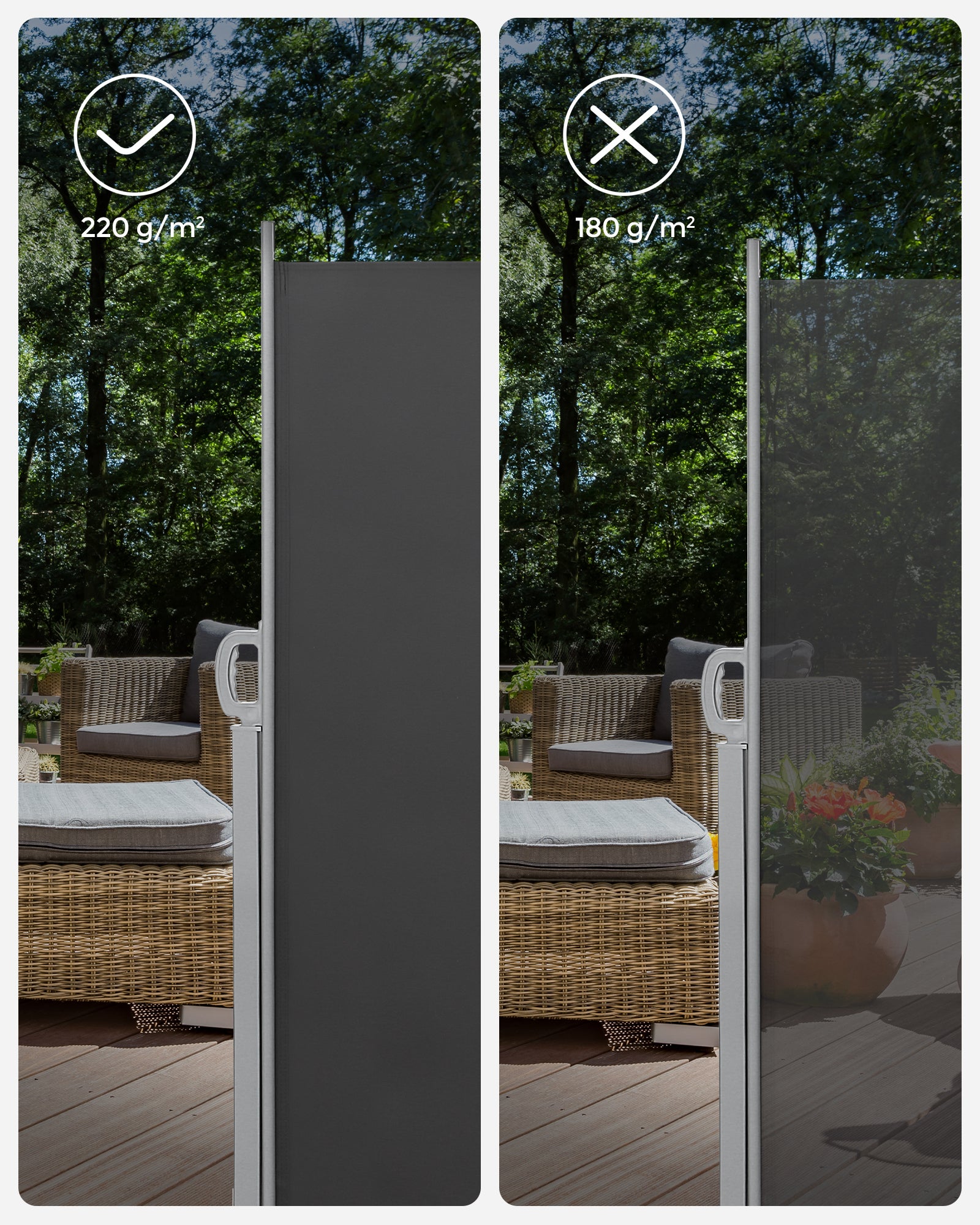 Paravent extérieur 200 x 400 cm (H x L), Store latéral Brise-vue Paravent retractable - Gris Anthracite - 6