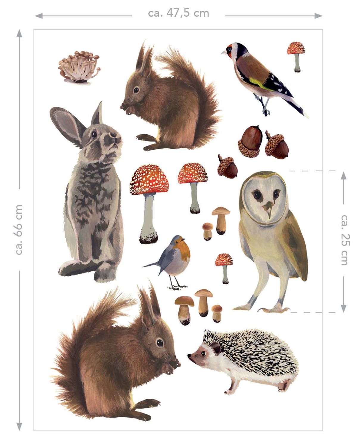 Adesivo da parete animali della foresta marrone - 47.5 x 66 cm - ESTAhome - 5