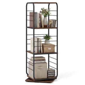 Costway - Bibliothèque étagère 4 Niveaux En Métal - Style Industriel Pour Salon Chambre Bureau Cuisine 295 X 61 X 105 Cm Noyer 82616836 Costway - Bibliothèque étagère 4 Niveaux En Métal - Style Industriel Pour Salon Chambre Bureau Cuisine 295 X 61 X 105 Cm Noyer 82616836