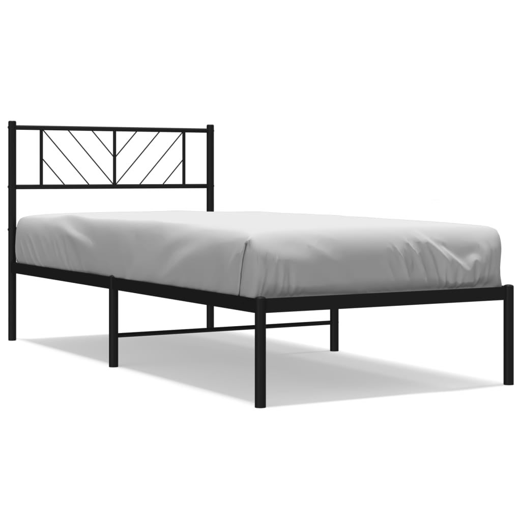 Łóżko Metalowe Czarne Rama Łóżka Ze Stelażem Do Sypialni Pokoju 75x190 cm