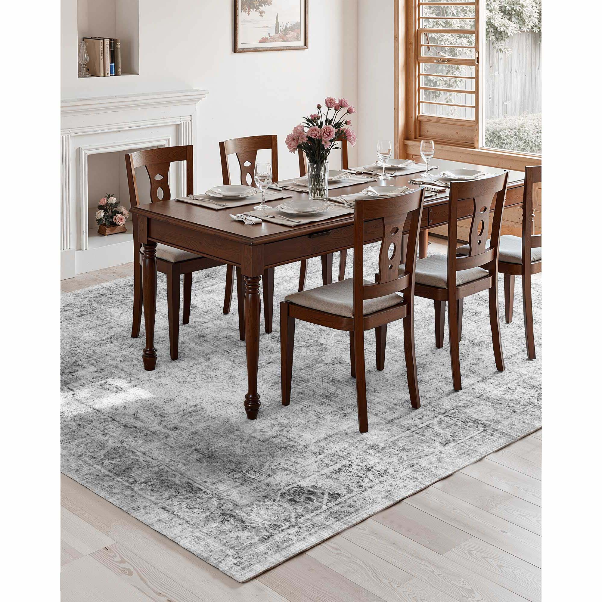 Tapete SucceBuy para sala de estar, 2,7 x 3,7 m, grande, lavável e antiderrapante, com pelo curto e denso, resistente a riscos de animais de estimação - 5