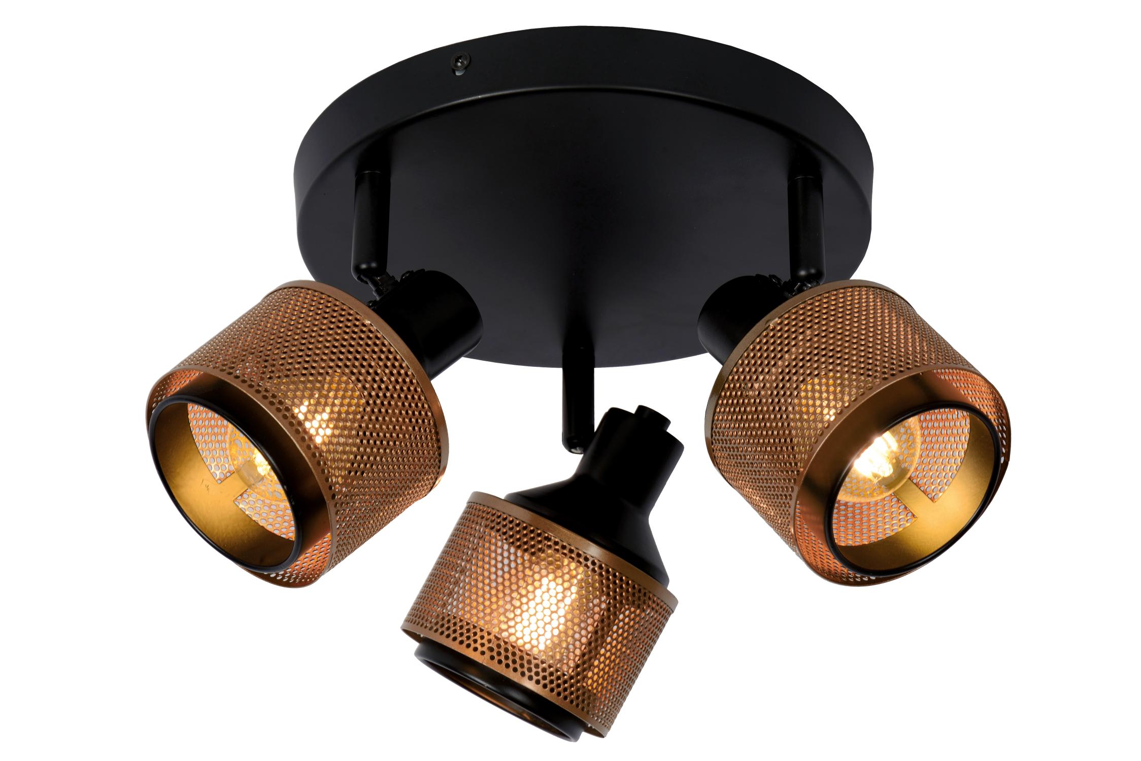Lampa sufitowa RAFA czarna 3xE14x40W metal wym:15x35x35cm IP20 Lucide