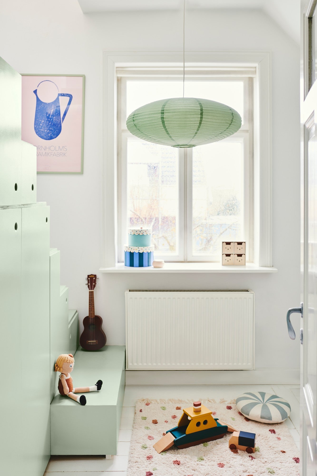 Abat-jour luminaire VILLO 60 Papier Vert poudré H. 24 Nordlux-Intérieur - 5