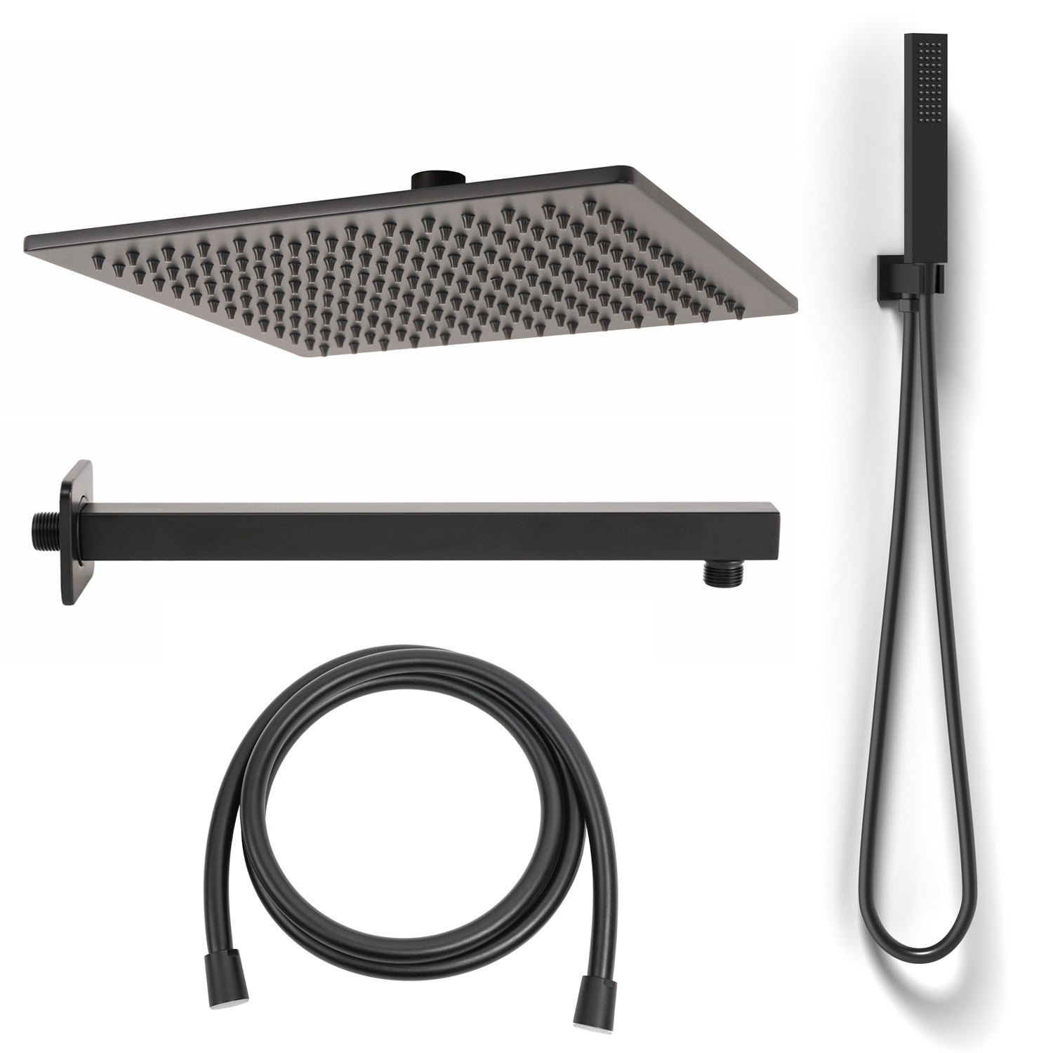 Kit 4 Grilles De Vidange Douche Carré Noir Mat - Inox - Boîte Ouverte