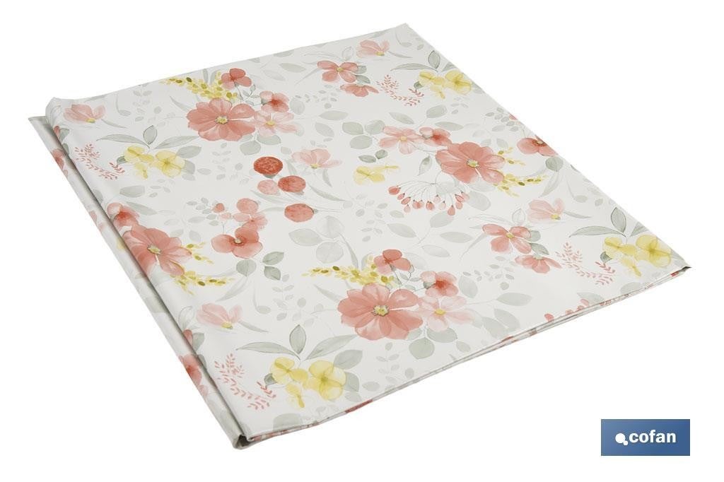 Toile cirée au design moderne de grandes fleurs 140x140cm en PVC et polypropylène - 3
