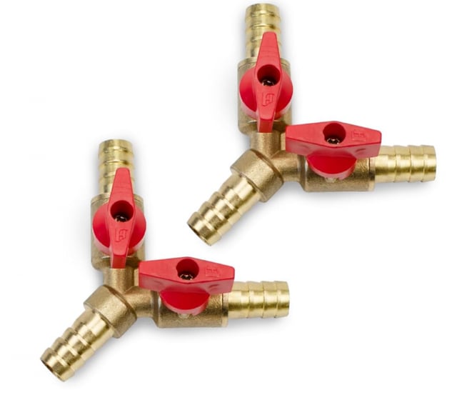 Lot de 2 Robinet à Boisseau Sphérique 3 Voies en Laiton, Raccords en Y avec 2 Interrupteurs – Pour Arrêt Précis.