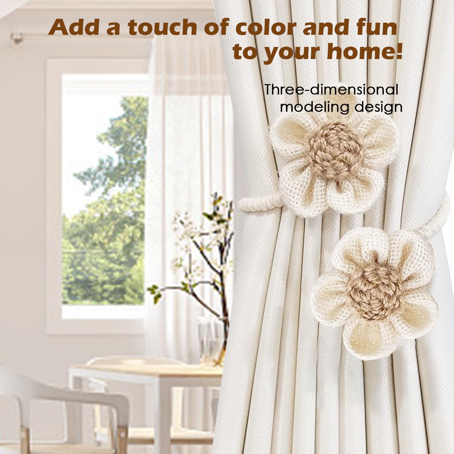 Fermatende in corda intrecciata bicolore naturale, fermatende crema e naturale, fermatende boho chic, fermatende boho, fermatende rustico - Italia