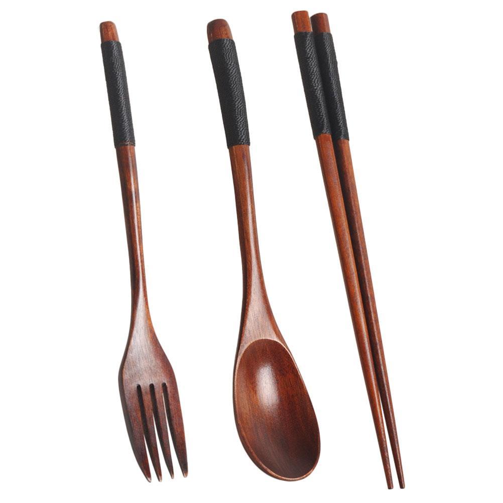 Juego de Cubiertos y Palillos - Madera - 1