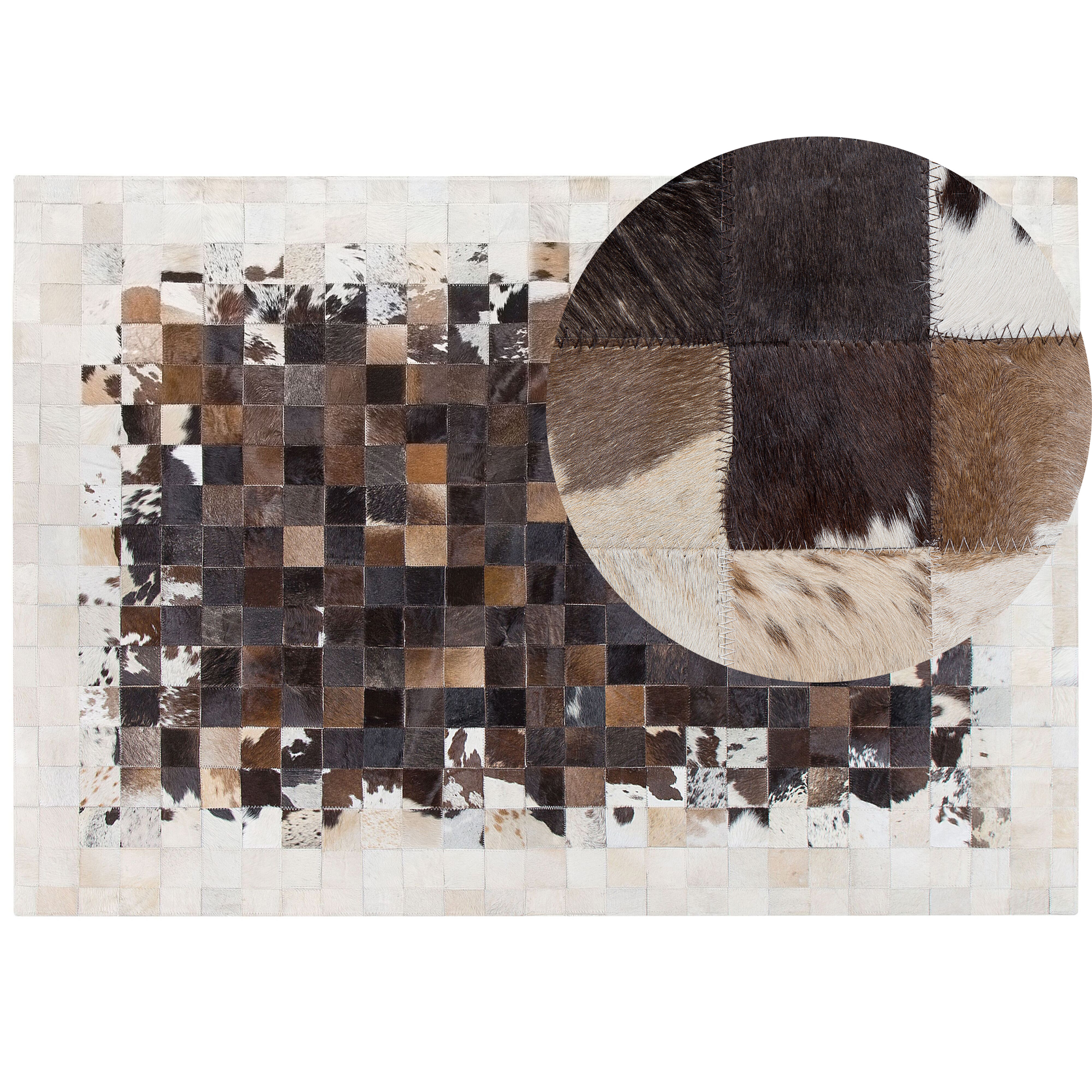 Beliani alfombra de piel de vaca marrón/beige claro/negro 160 x 230 cm okculu