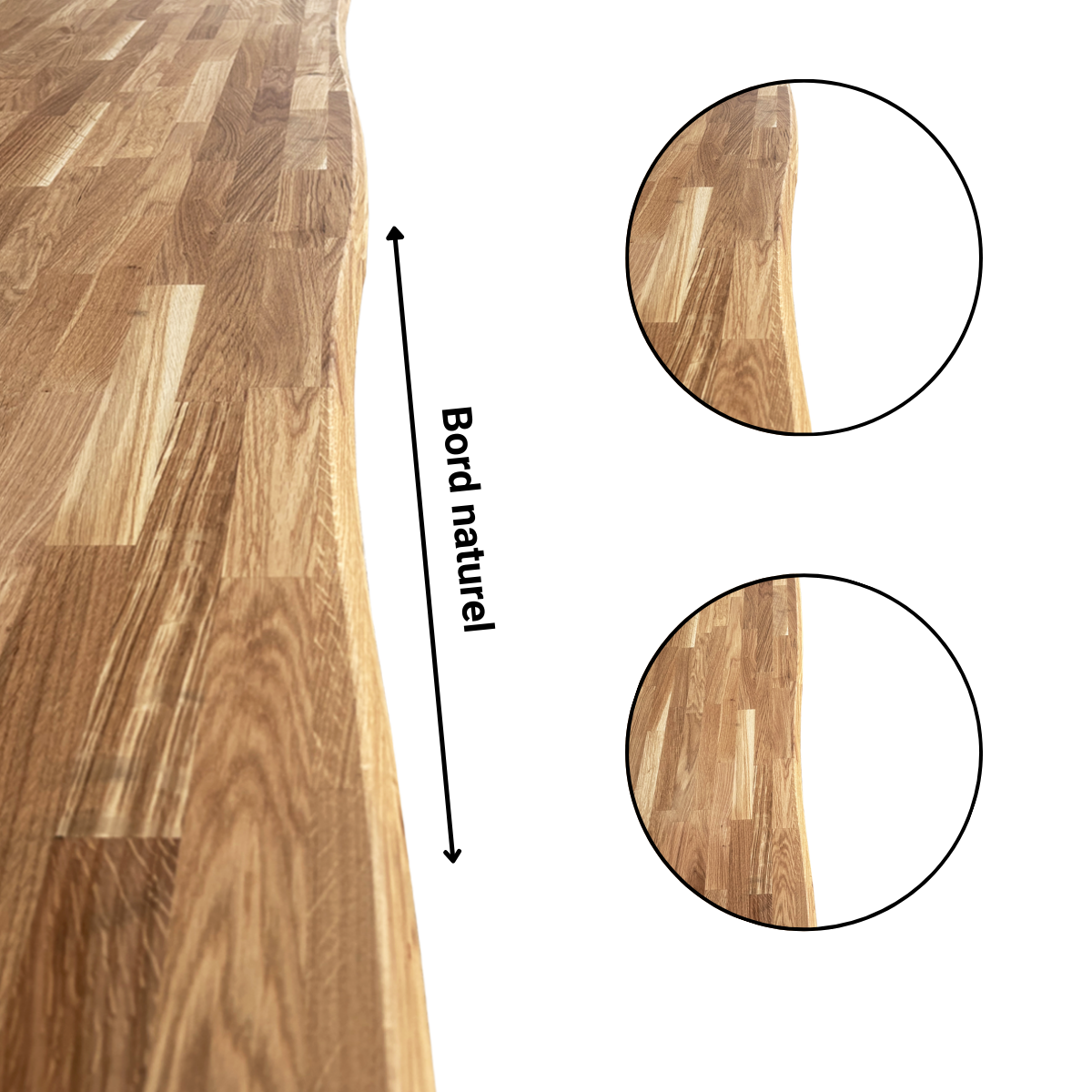 Plan de travail Chêne massif bord naturel huilé L.250 x l.65 cm, Ep.36 mm - 6