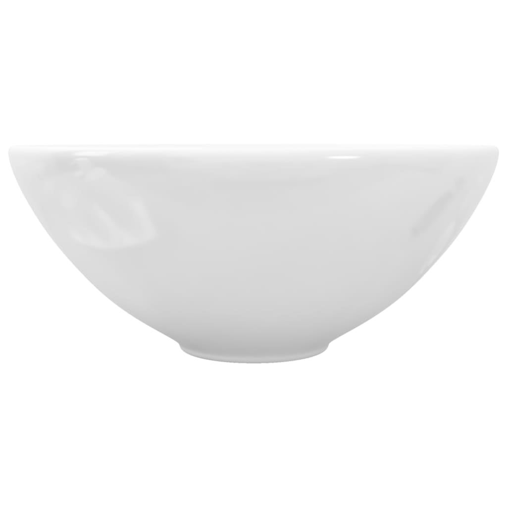 Lavabo de salle de bain Céramique Rond Blanc vidaXL - 5