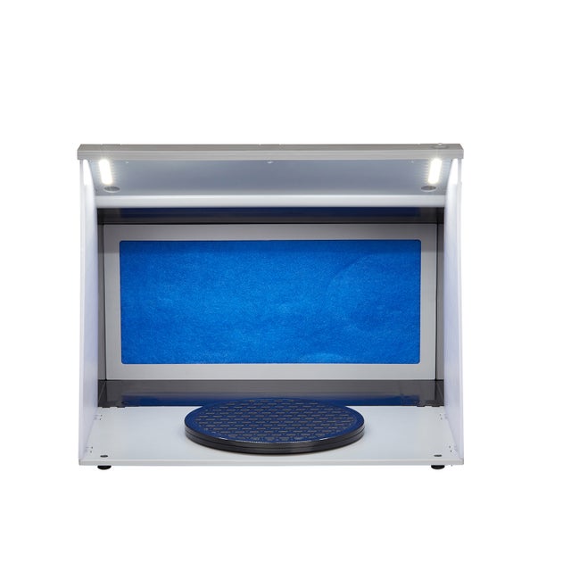 Cabine de pulvérisation peinture SucceBuy pour aérographe, 4 lumières LED, 2 ventilateurs, plateau tournant et tuyau 6 pi
