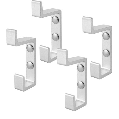 4-częściowy wieszak na ubrania do łazienki, pogrubiony aluminiowy wieszak, podwójny haczyk, w zestawie śruby, odpowiedni do łazienki, salonu i sypialn