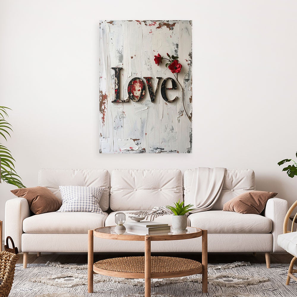 Obraz nowoczesny do salonu sypialni biura, Napis Love w stylu retro 80x120 - 2