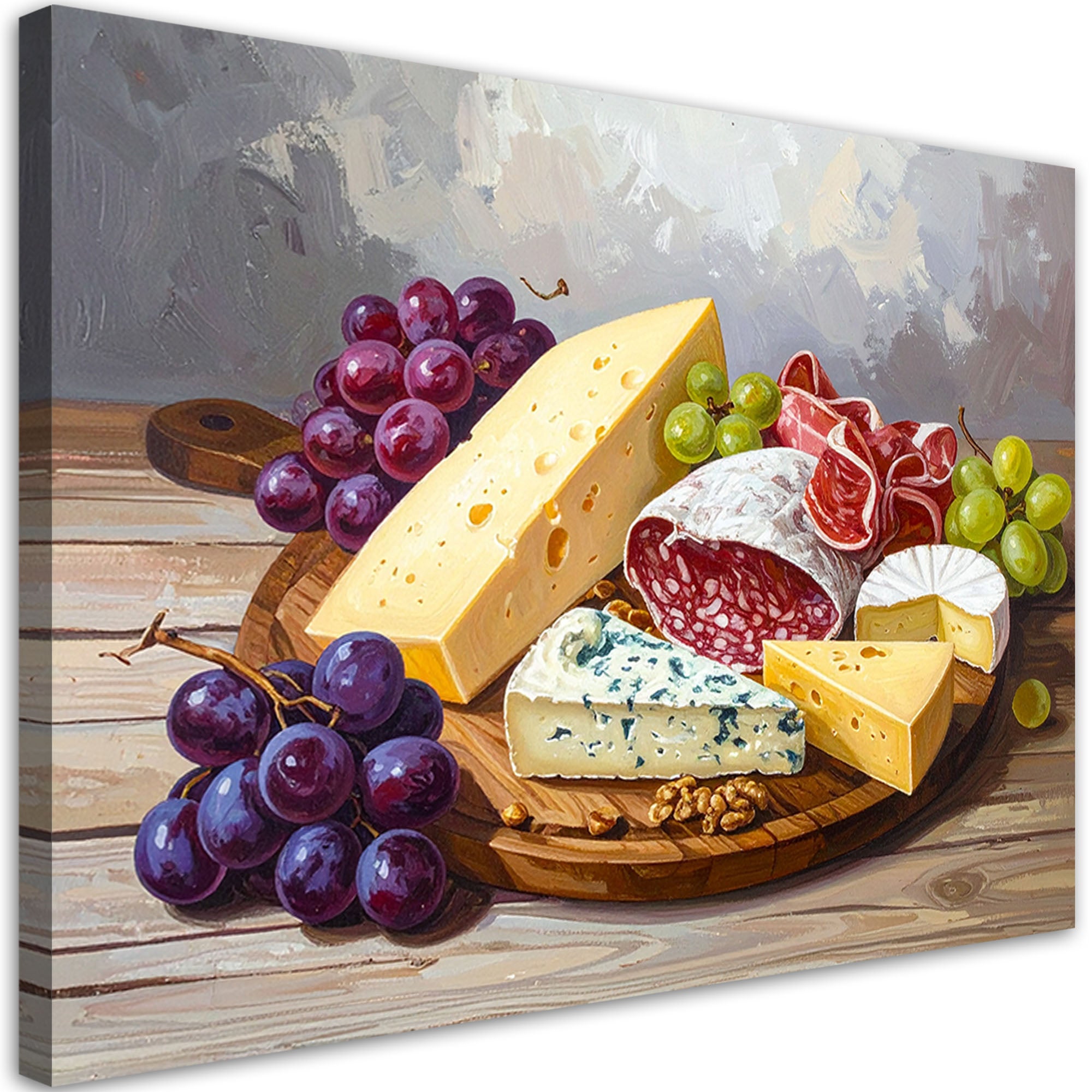Obraz do kuchni jadalni restauracji, Deska wędlin serów winogron 60x40