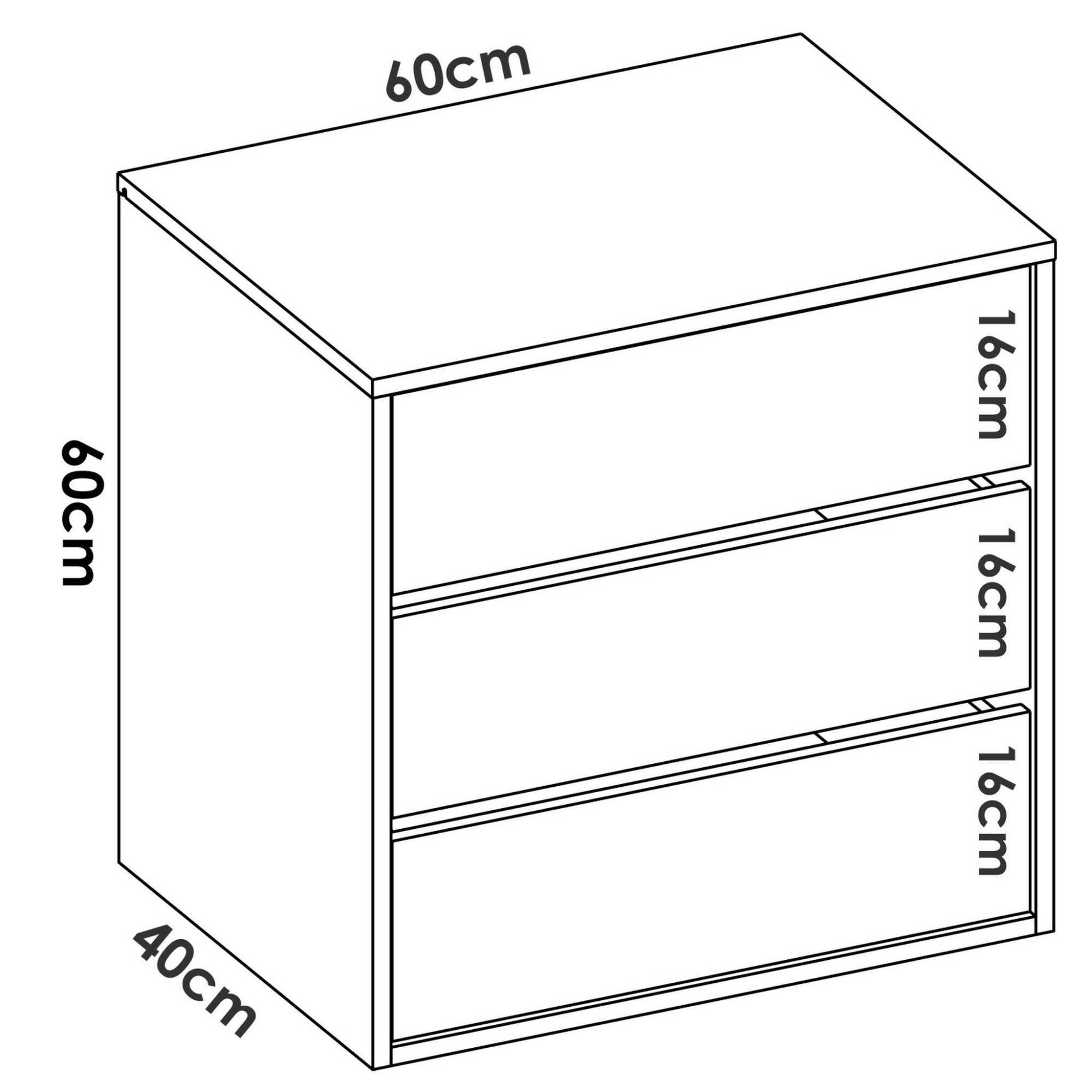 Cassettiera Ackerman, Settimanale per interno armadio, Com per camera da letto con 3 cassetti, 60x40h60 cm, Bianco - 3