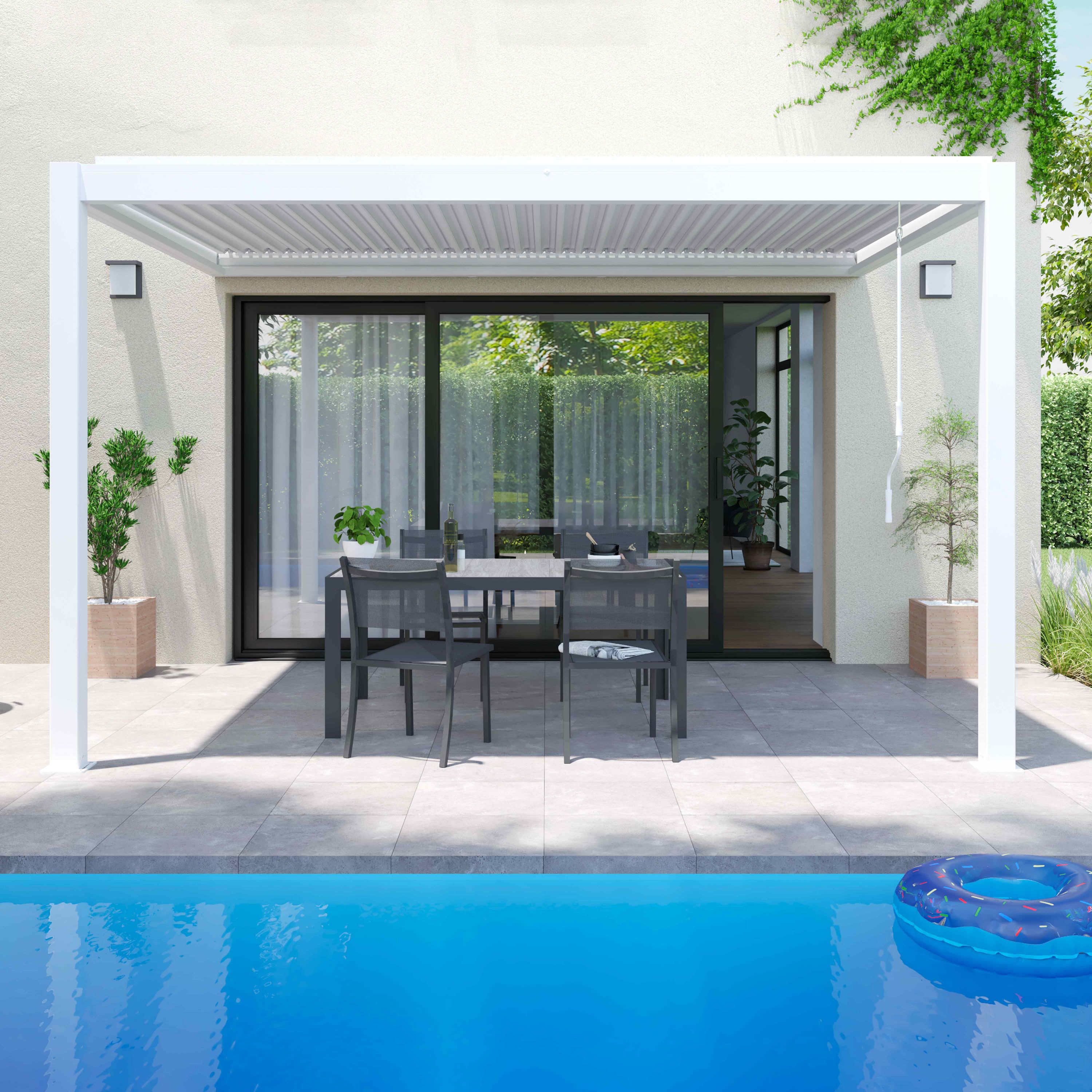 P rgola Bioclim tica Adosada Blanca De 3x4m Y 1 Toldo De 2 66x2 4m 1 p-rgola-bioclim-tica-adosada-blanca-de-3x4m-y-1-toldo-de-2-66x2-4m-1