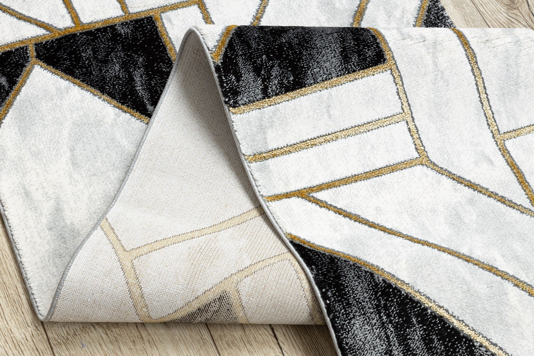 Passatoia EMERALD esclusivo 1015 glamour, elegante Marmo, géométrique nero / oro 80 cm 80x130 cm - 5