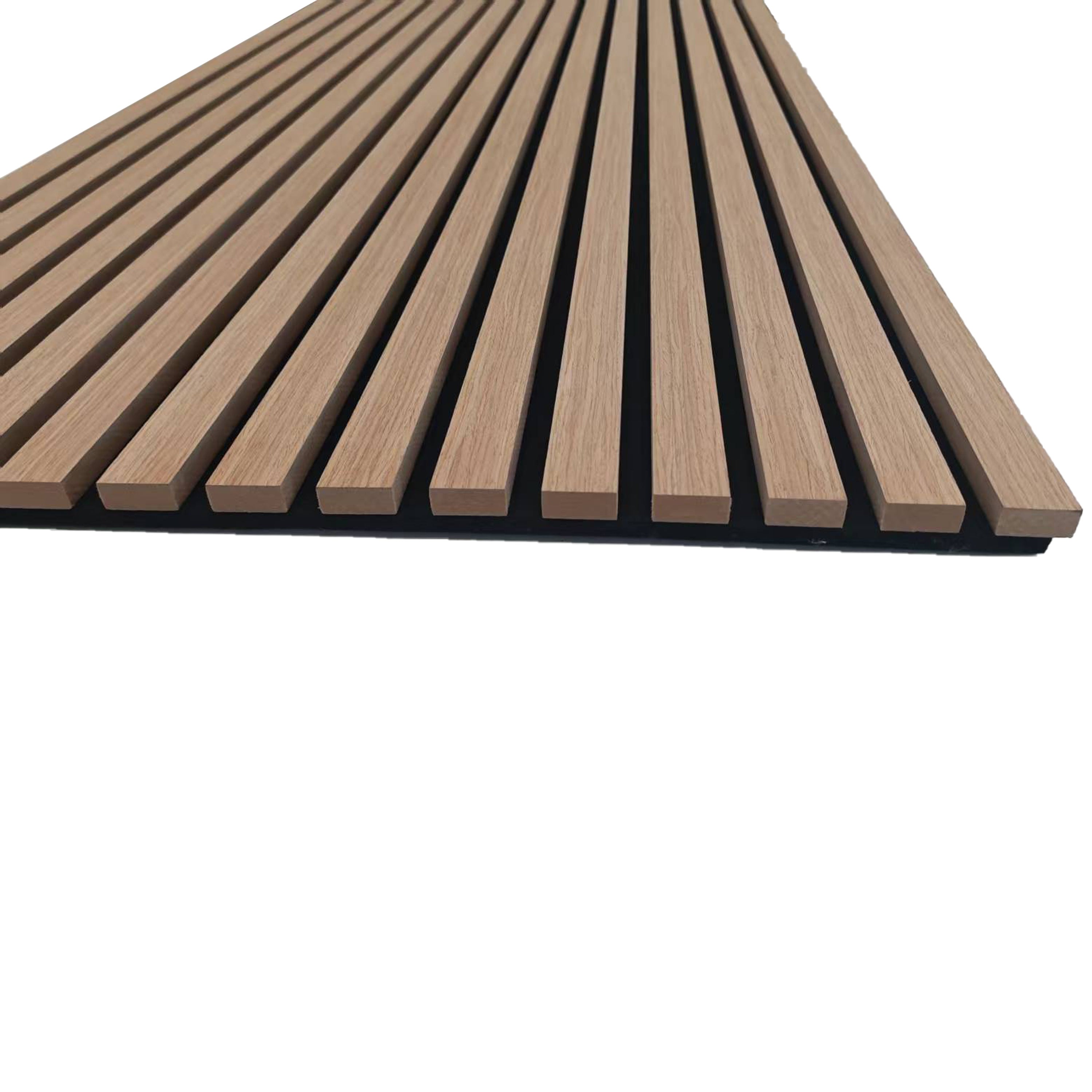 Lot de 3 panneaux muraux acoustiques décoratifs en bois MDF 240 x 60 cm, finition chêne foncé, excellente isolation acoustique, installation simple - 6