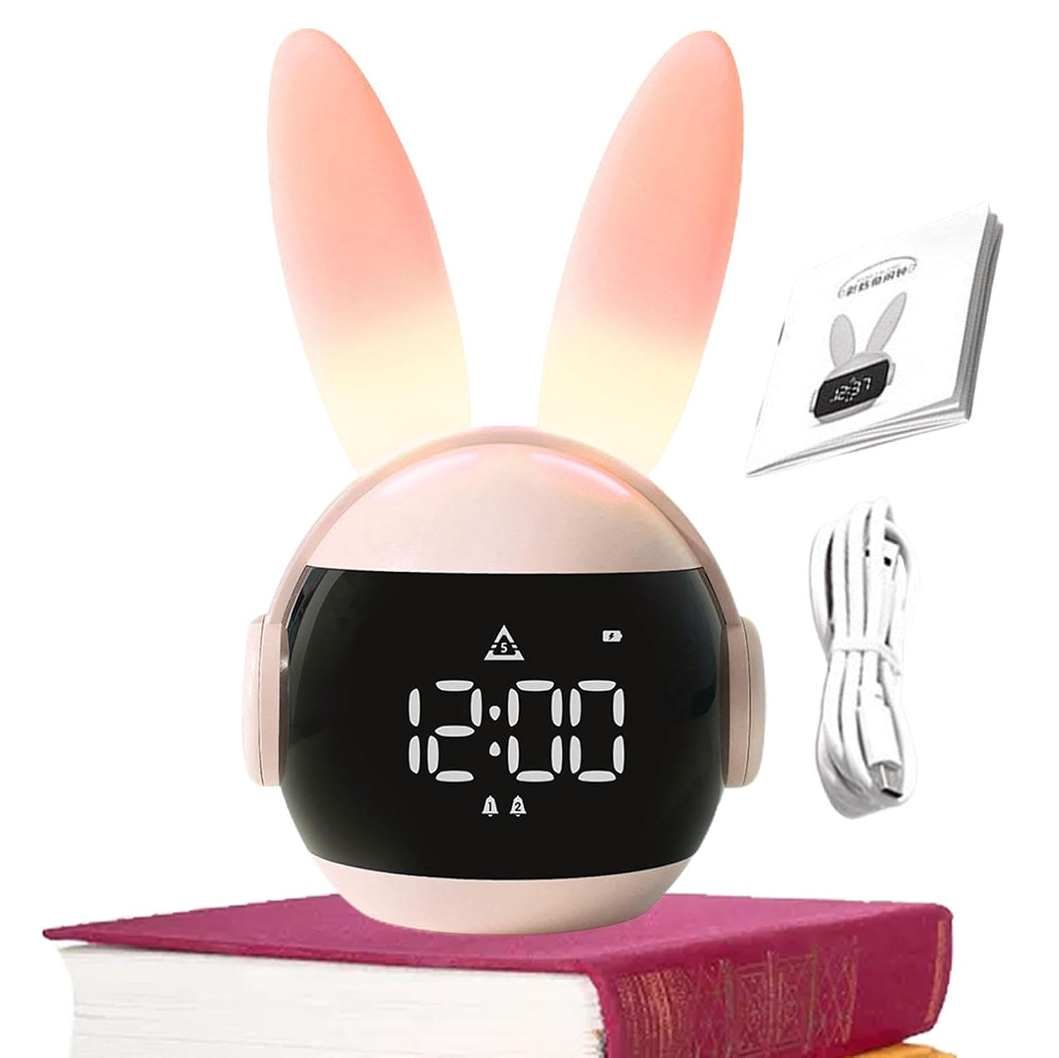 LUPATDY Despertador Infantil Sin Tictac – Con Luz Nocturna, Alarma Fuerte, Pilas AA, 9x9x5 Cm