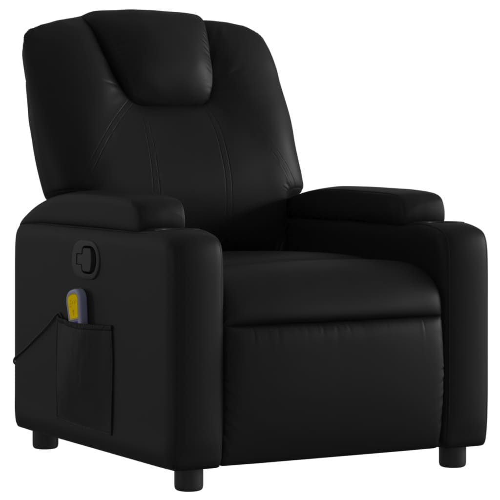 Fauteuil de Salon，Chaise，Fauteuil de massage inclinable noir similicuir - 3
