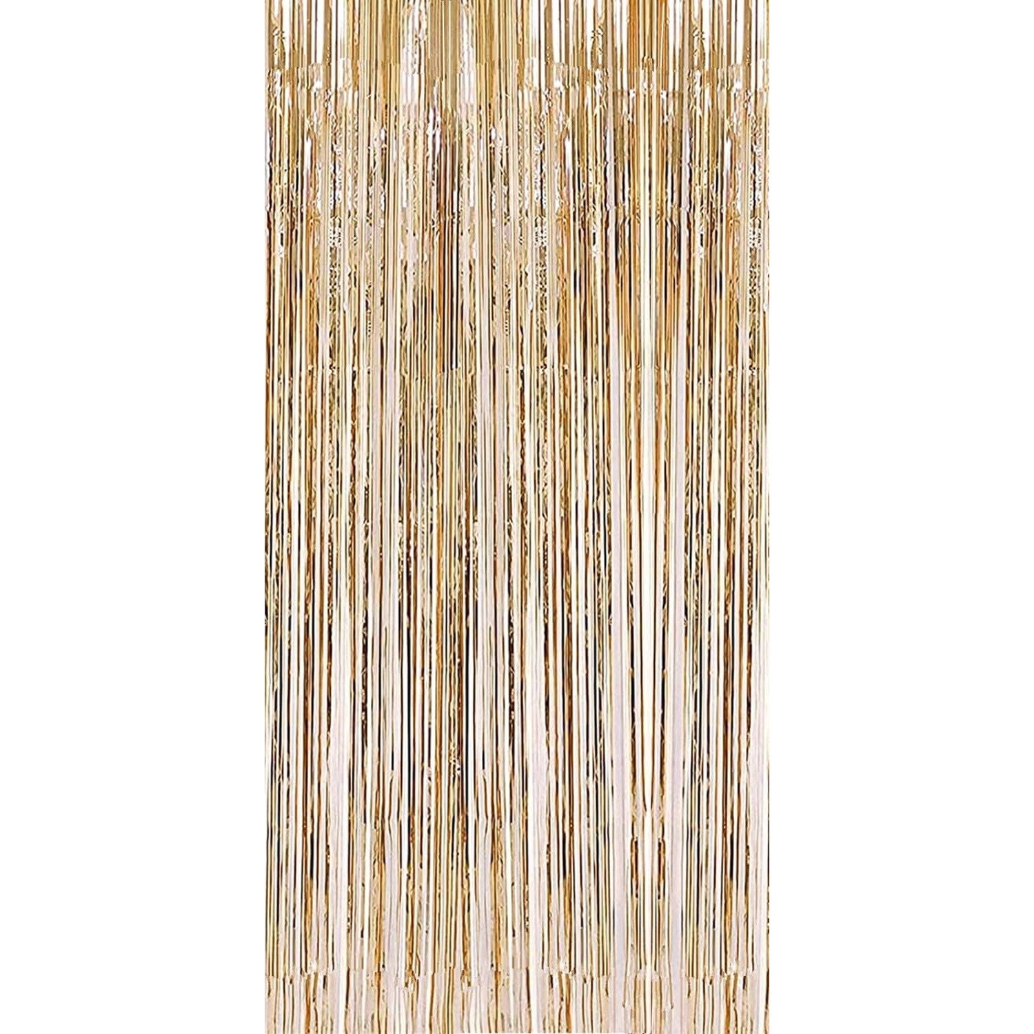 Perdea franjurata decor petrecere Flippy, gold sampanie, 100x200 cm