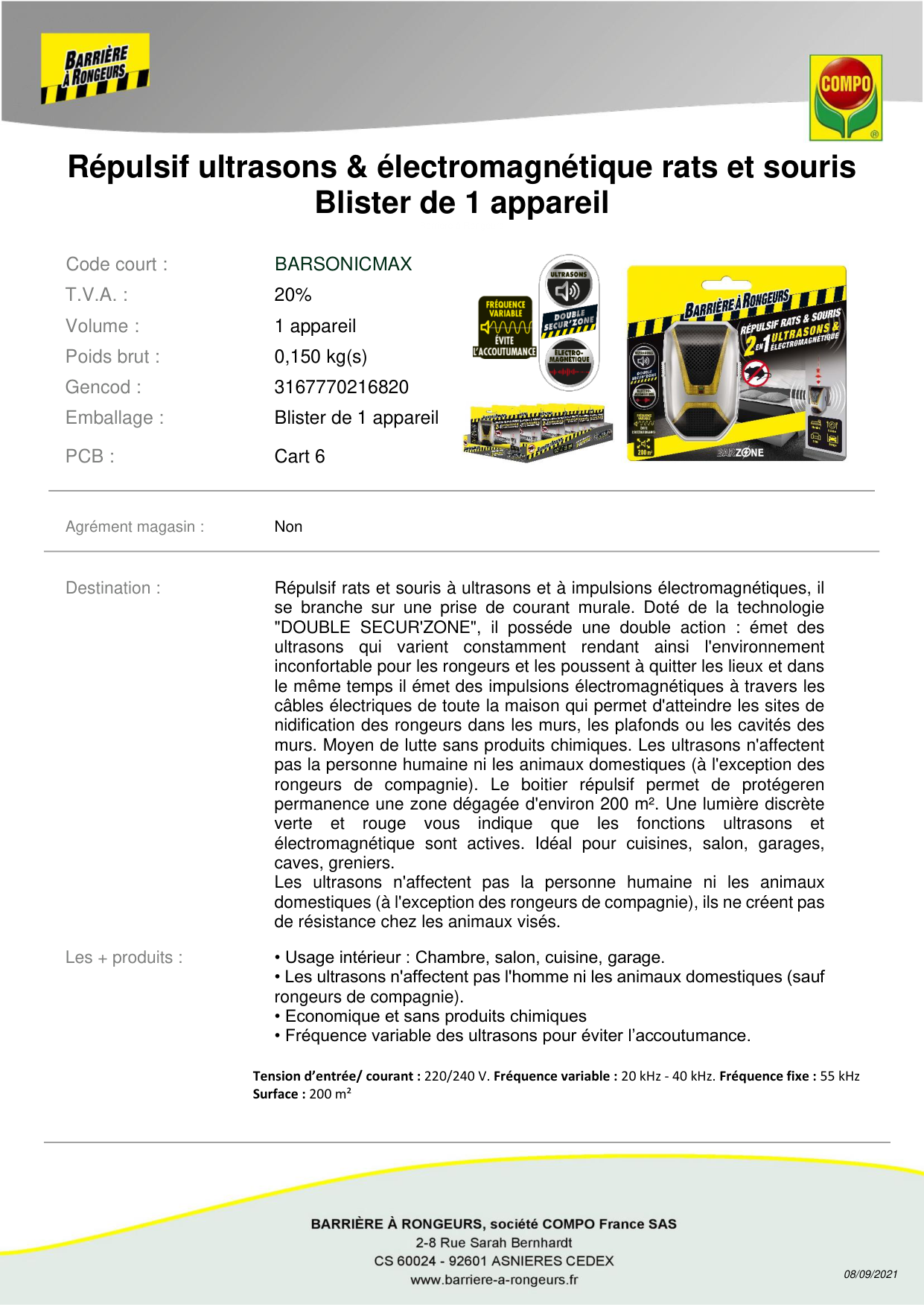 Repellente ad ultrasuoni ed elettromagnetico per ratti e topi - 2