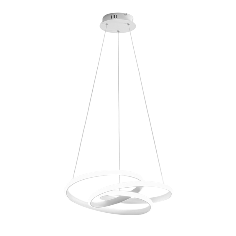 Gea Luce  Diva, Lámpara Colgante Led Regulable 80W, Diseño Moderno En Aluminio Satinado, Luz Cálida 3000K, Aros Entrelazados D.85cm Blanco Aluminio, Leroy Merlin