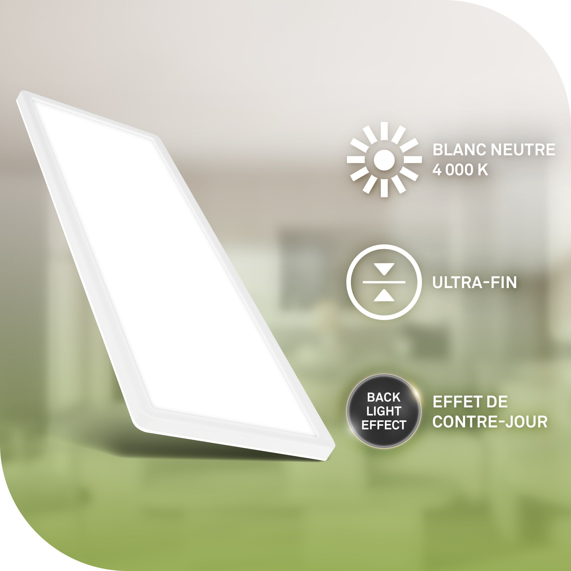Panneau LED ultrafin - Classe d'efficacité énergétique A - avec rétroéclairage - IP20 - 4.000K - 14W 3.000lm - blanc - Briloner - 2