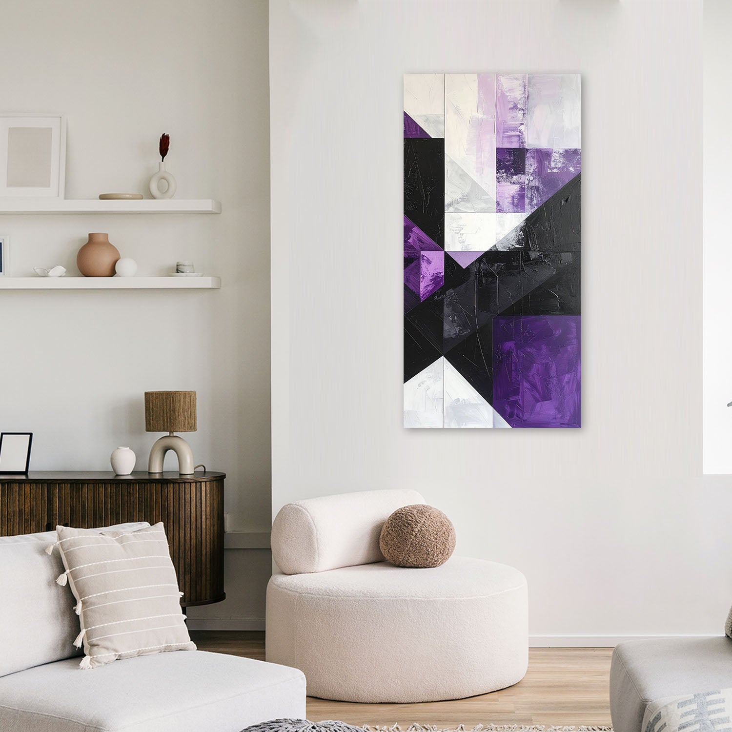 Obraz do salonu sypialni kuchni biura, Geometryczne kształty fioletowy 40x80 - 2