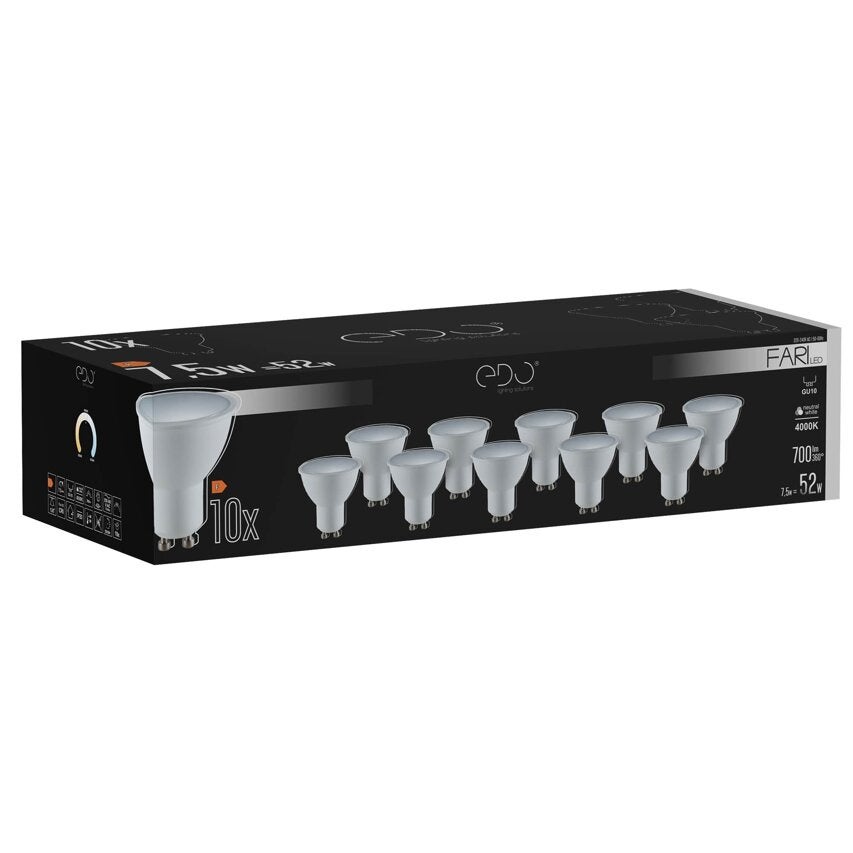 10x Żarówka Edo FARI LED GU10 7,5W 4000K neutralna NW 700lm 120st