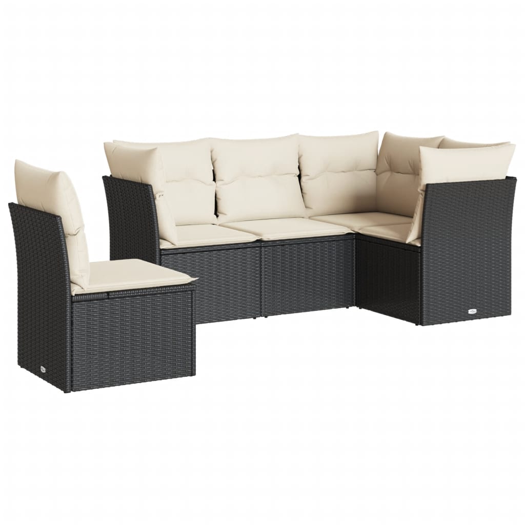 Salon de jardin 5 pcs | Mobilier d'Extérieur | Ensemble de Table et chaises avec coussins noir résine tressée CDS58889 - 2