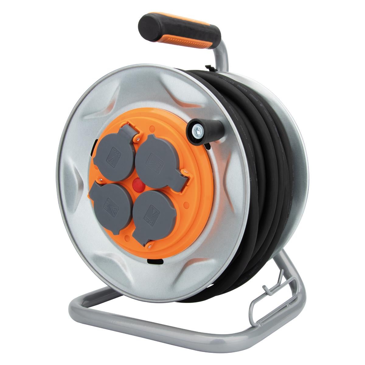 Enrouleur de chantier IP44 4 prises 16A 3G2,5mm² 25m - orange - Zenitech - 3