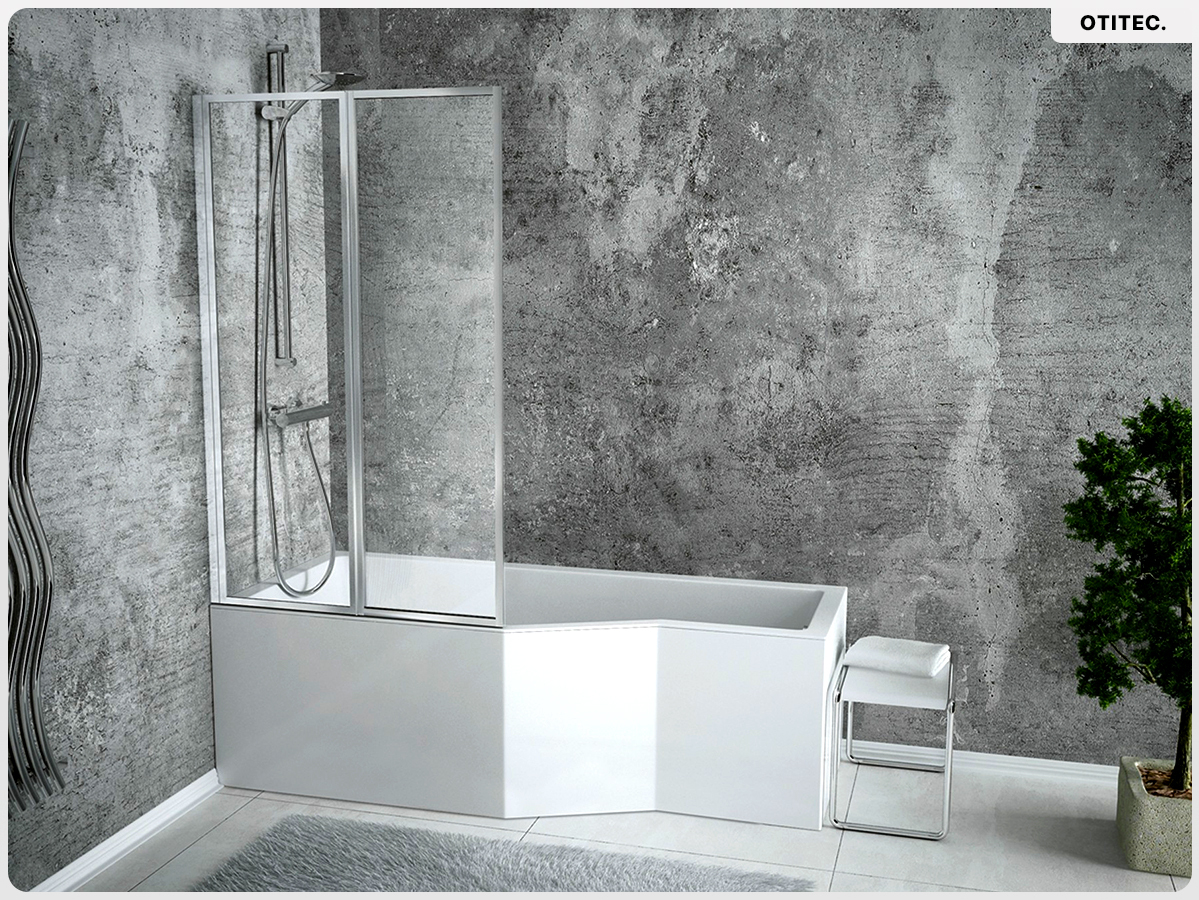 Baignoire asymétrique - 150 x 75 cm - Gauche - sans Habillage - avec Pieds - Vidage Chrome - INTEGRA - 5