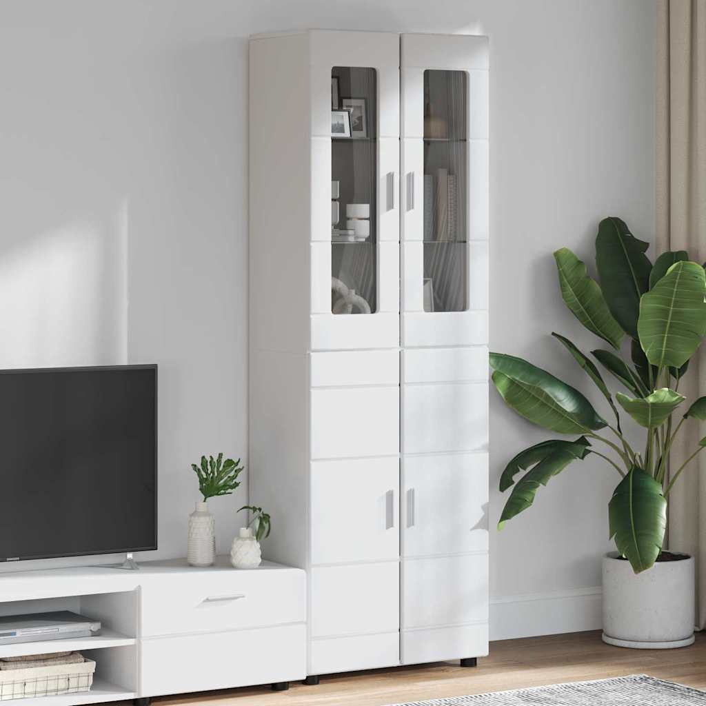 Armoire Haut de rangement - Armoire De Chambre avec porte Blanc brillant 60 x 35 x 182 cm - 2
