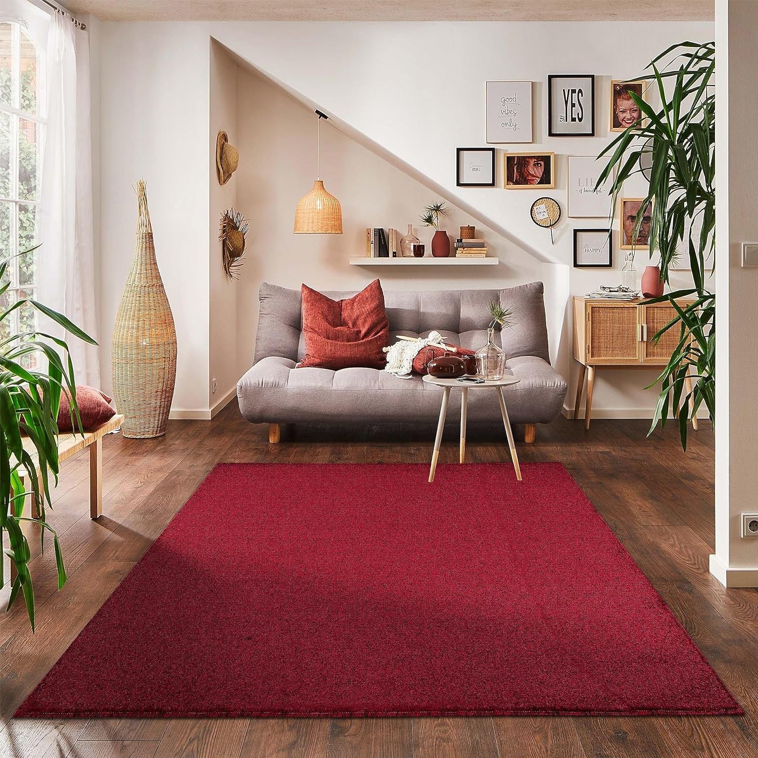 Tapis uni de Salon Chambre Relax Sobre et Epuré - Rouge 120 x 170 cm - 2