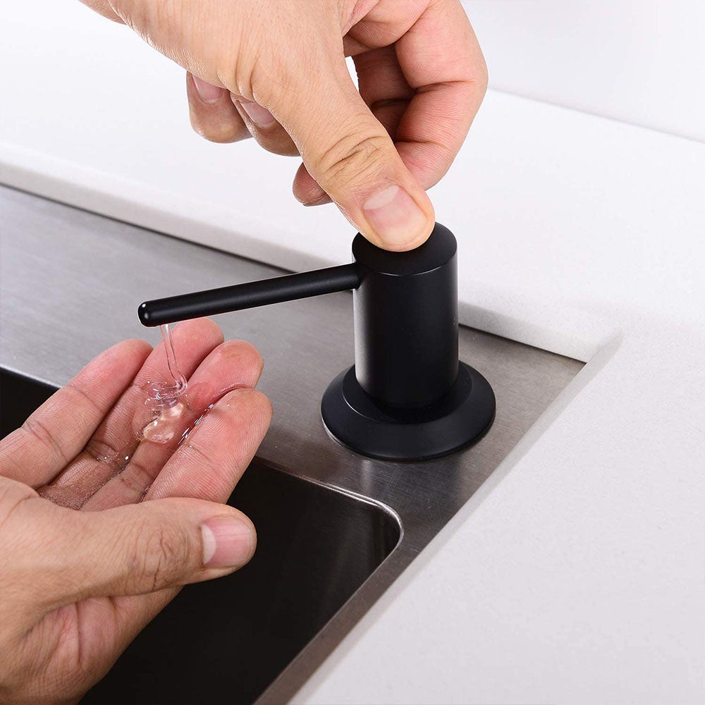 Dosificador Gel de empotrar encimera, acabado negro mate fabricado en acero - 3