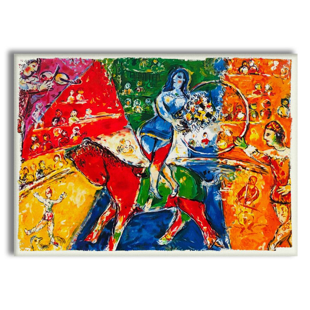 Marc chagall circo y jinete - cuadro en lienzo sobre bastidor de madera 140x100 cm