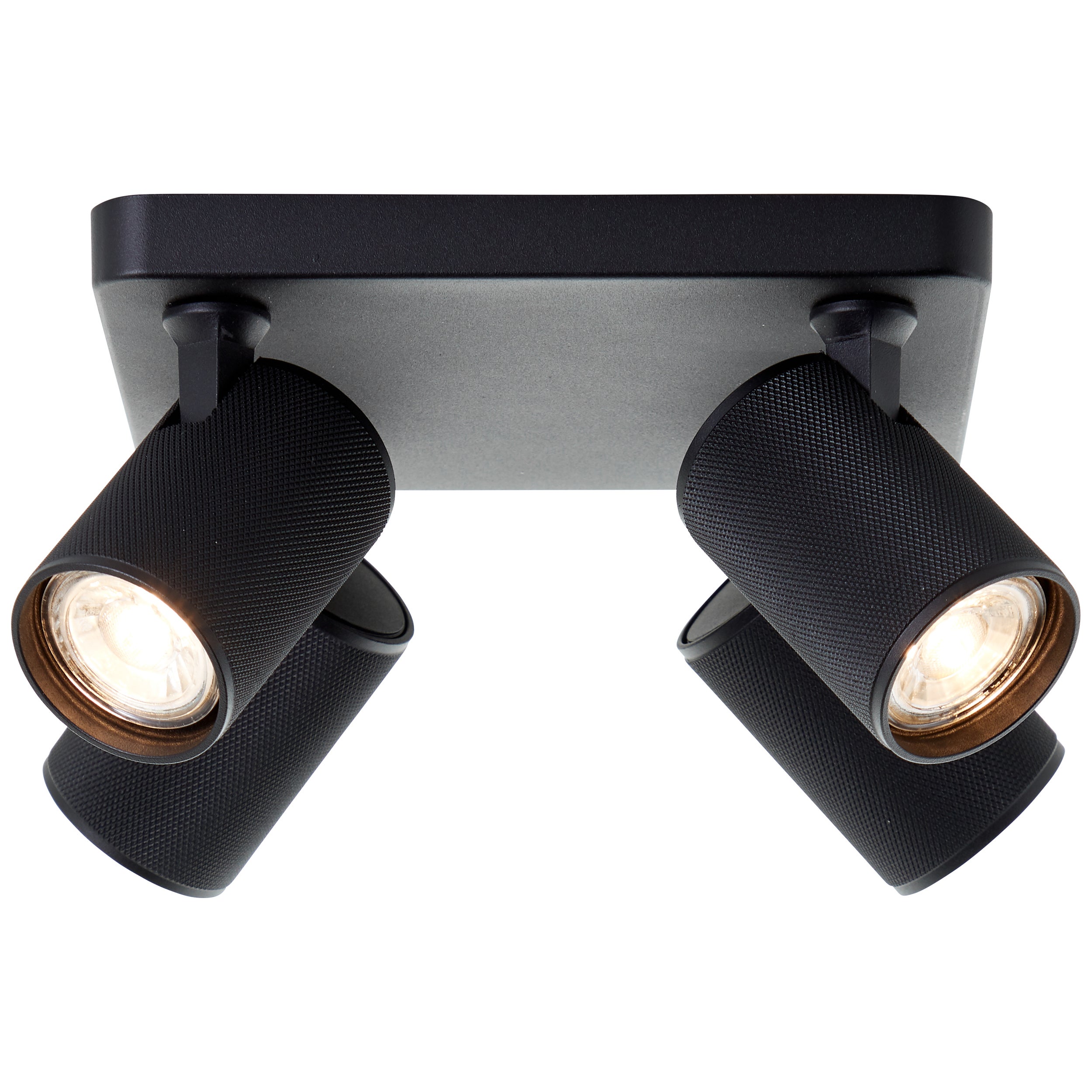 Lampa Brilliant Marty Spot LED z 4 żarówkami GU10 w kolorze czarnym piaskowym, 10 W, żarówki LED w zestawie i wymienne