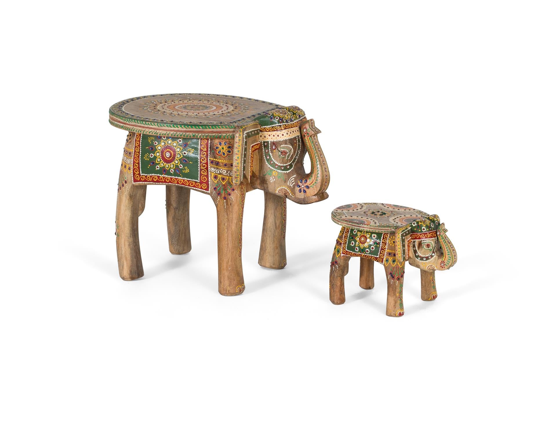 Table De Méditation En Bois De Manguier Massif Sculptée à La Main Puja Shrine Dacm1012