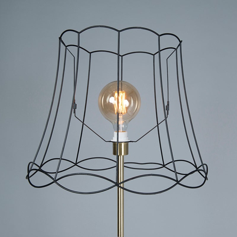 Qazqa rétro lampe de sol - Kaso - noir, rond, max. 60w, e27, 175cm, idéal pour la salle à manger, la cuisine, la chambre et le - 3