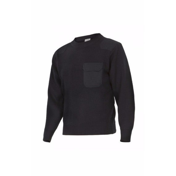 Jersey punto grueso de tratamiento antipilling con cuello y puños de canalé VELILLA Serie 100