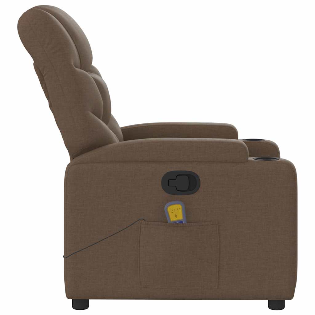 vidaXL Fauteuil de massage inclinable Marron Tissu - 5