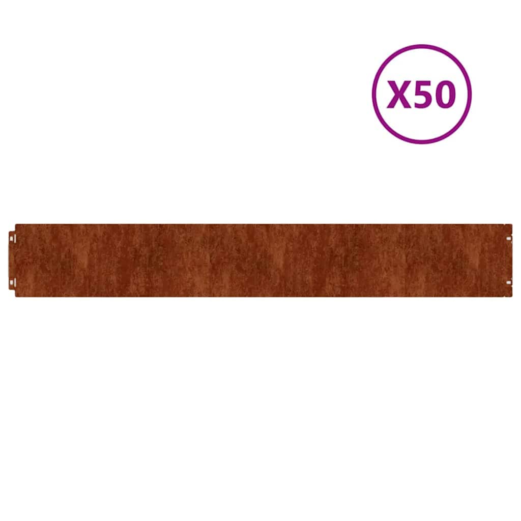 Bordures de pelouse 10 pcs 15x103 cm acier corten flexible vidaXL - 2