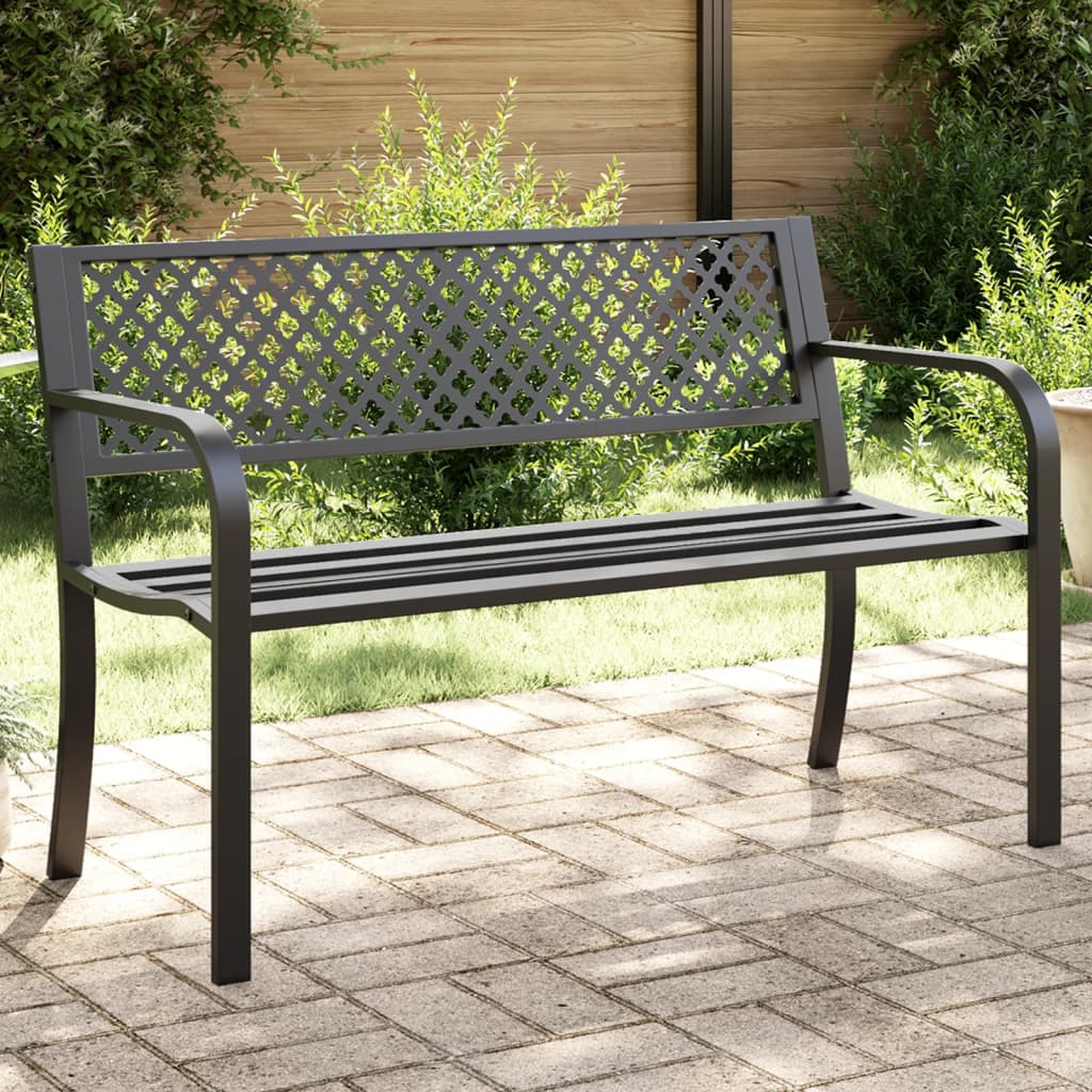 Banc De Jardin 100 Cm VidaXL En Acier Et WPC Marron/noir – Design Moderne, Résistant Aux Intempéries, Pour Terrasse Ou Balcon
