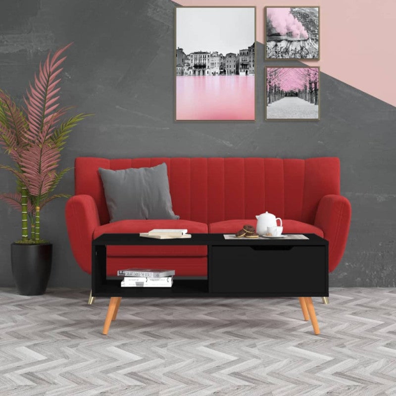 Stolik kawowy, czarny, 100x49,5x43 cm, materiał drewnopochodny